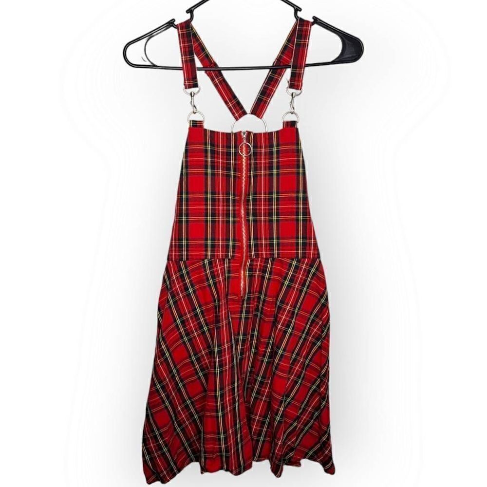 Hot Topic Women's Red Plaid O-Ring Skirtall size Small